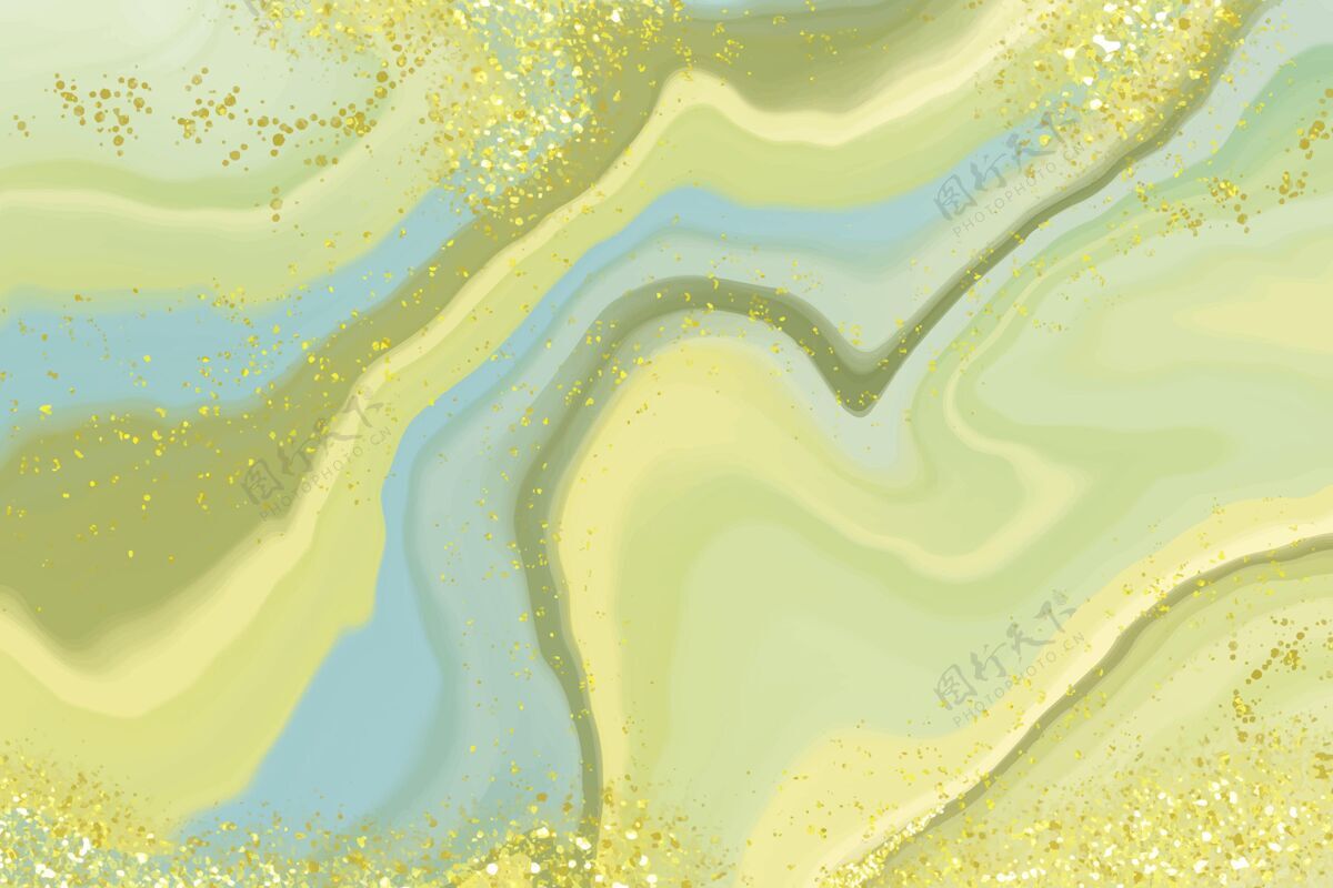 金色现实的液体大理石背景与黄金真实背景壁纸液体背景