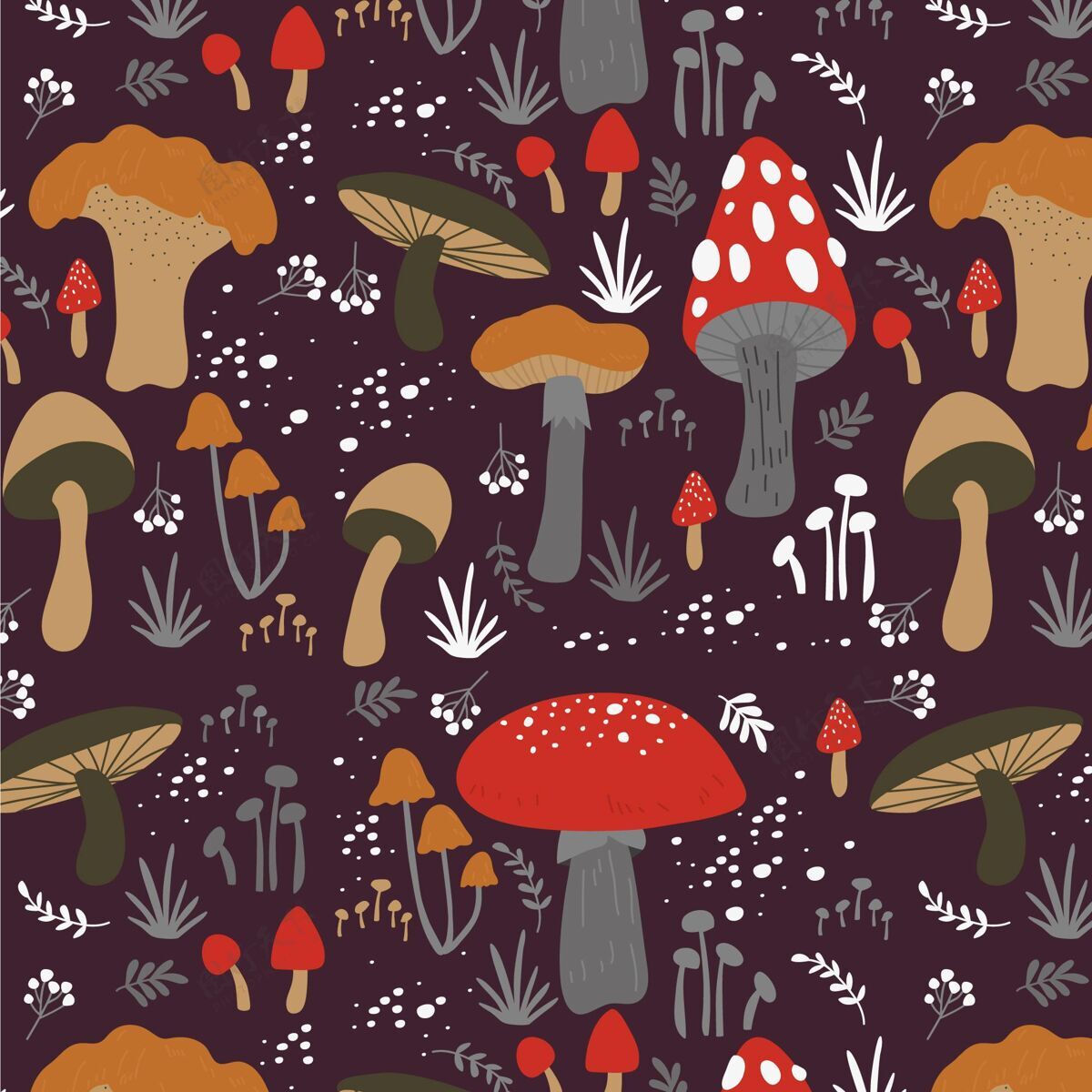 背景手绘蘑菇图案收藏手绘蘑菇背景