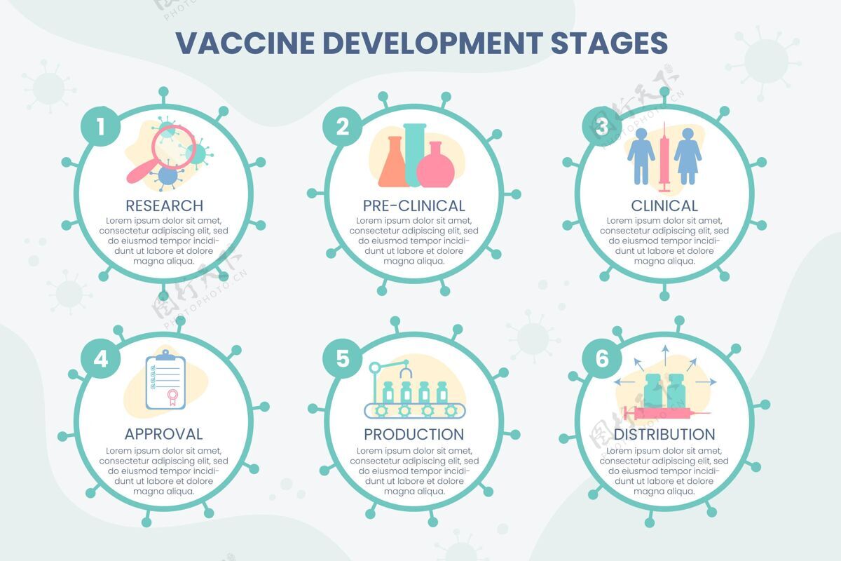 阶段扁平冠状病毒疫苗阶段信息图模板信息图疫苗准备打印