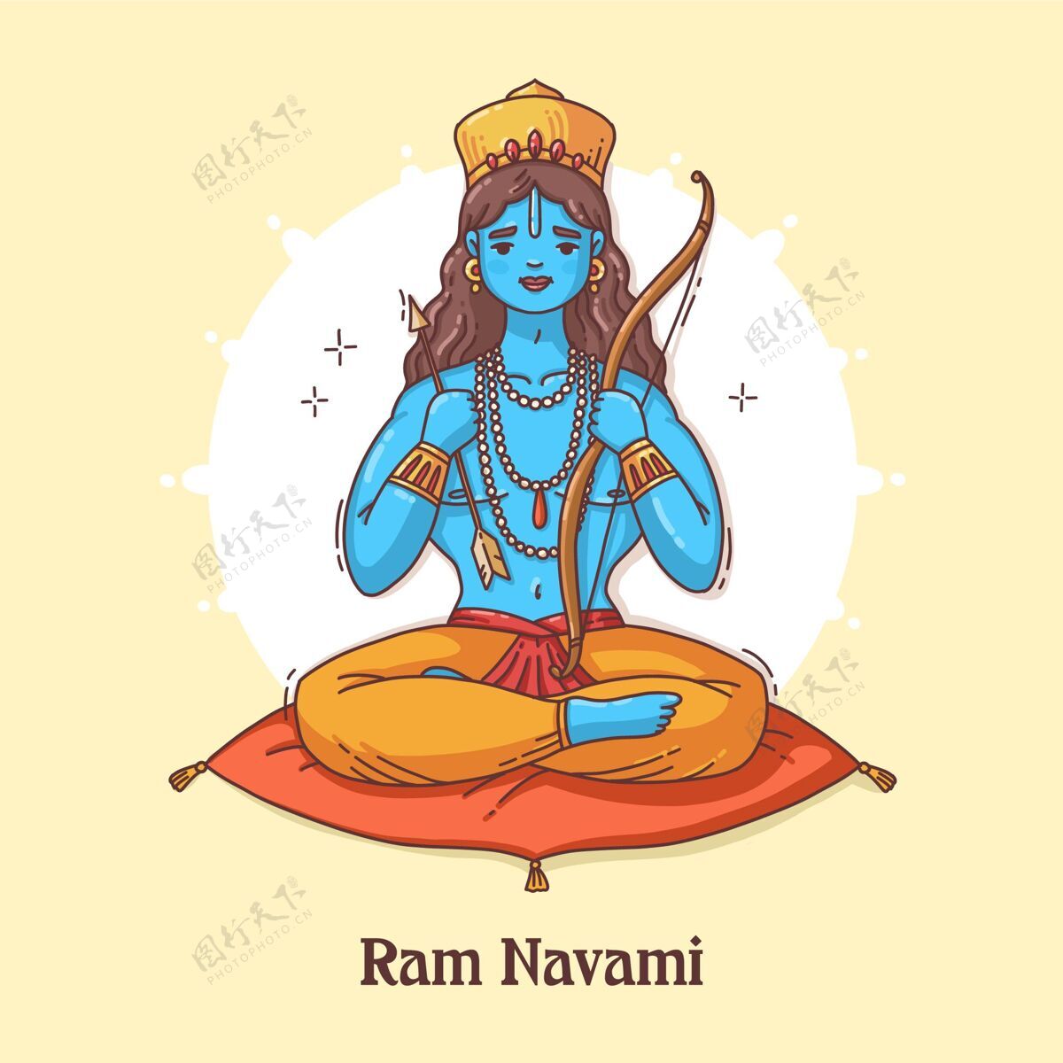 手绘手绘拉姆纳瓦米插图印度拉姆纳瓦米4月21日