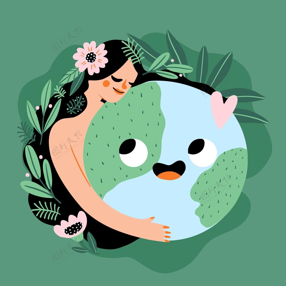 意识卡通地球母亲节插画地球地球日自然
