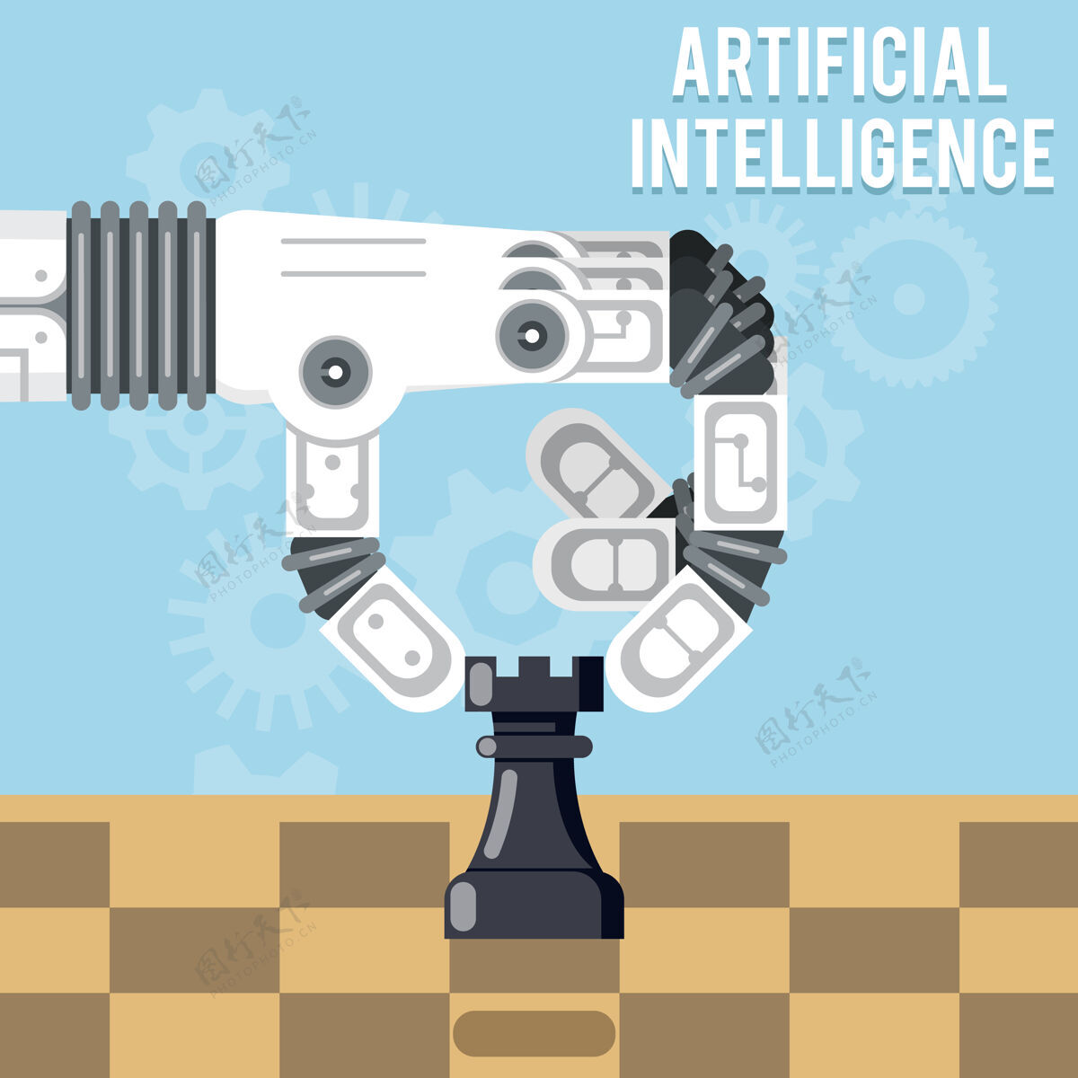 进度人工智能技术机器人手下棋 手臂和车一起移动挑战行动国际象棋