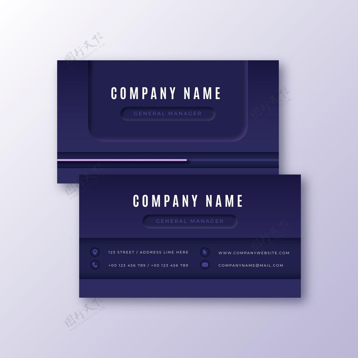 企业Neumorph紫色名片模板模板名片文具