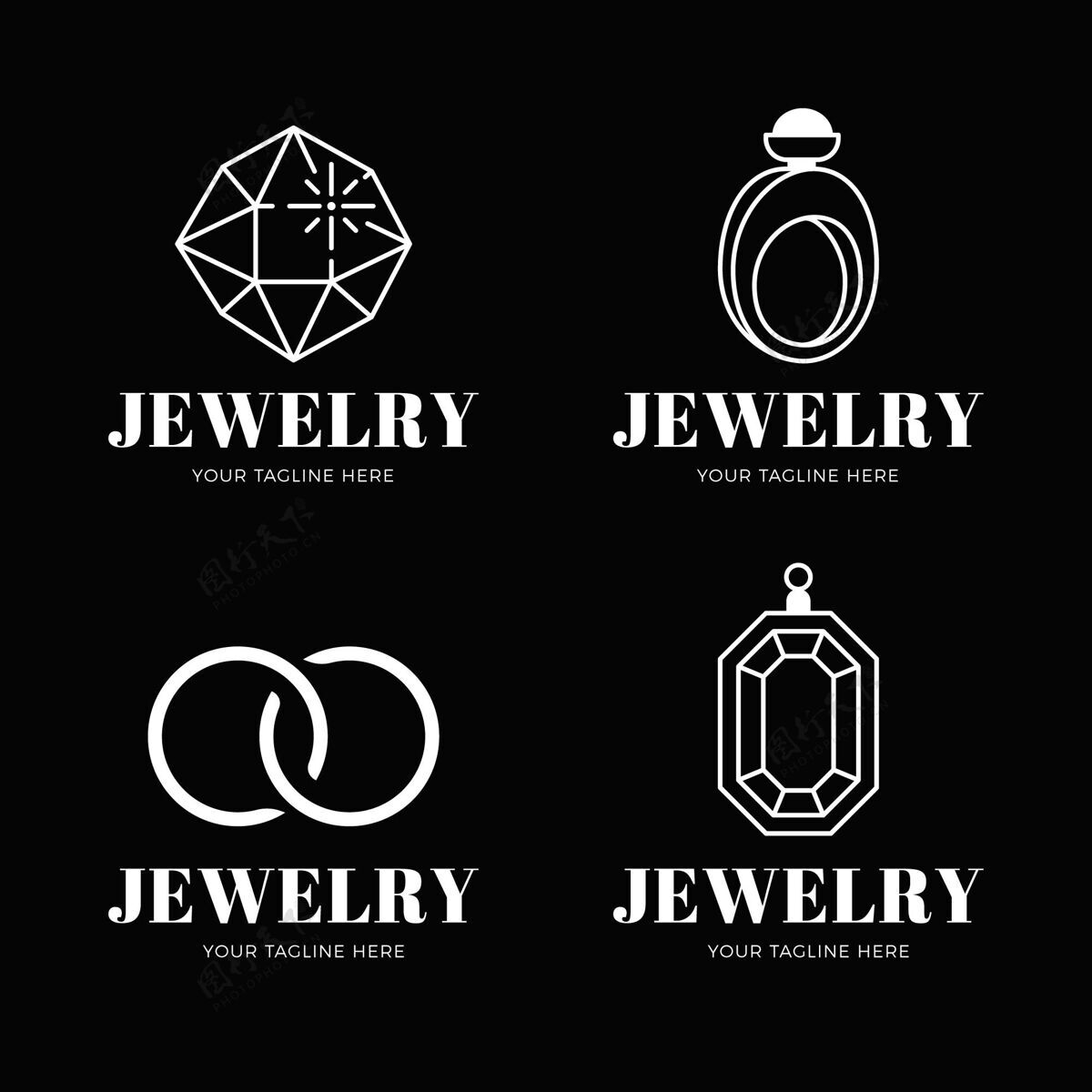 品牌线性平面珠宝标志收集品牌标识公司