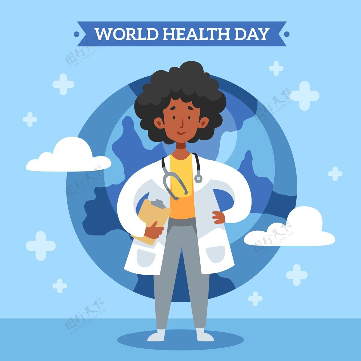 世界卫生日手绘世界卫生日插图医疗事件健康