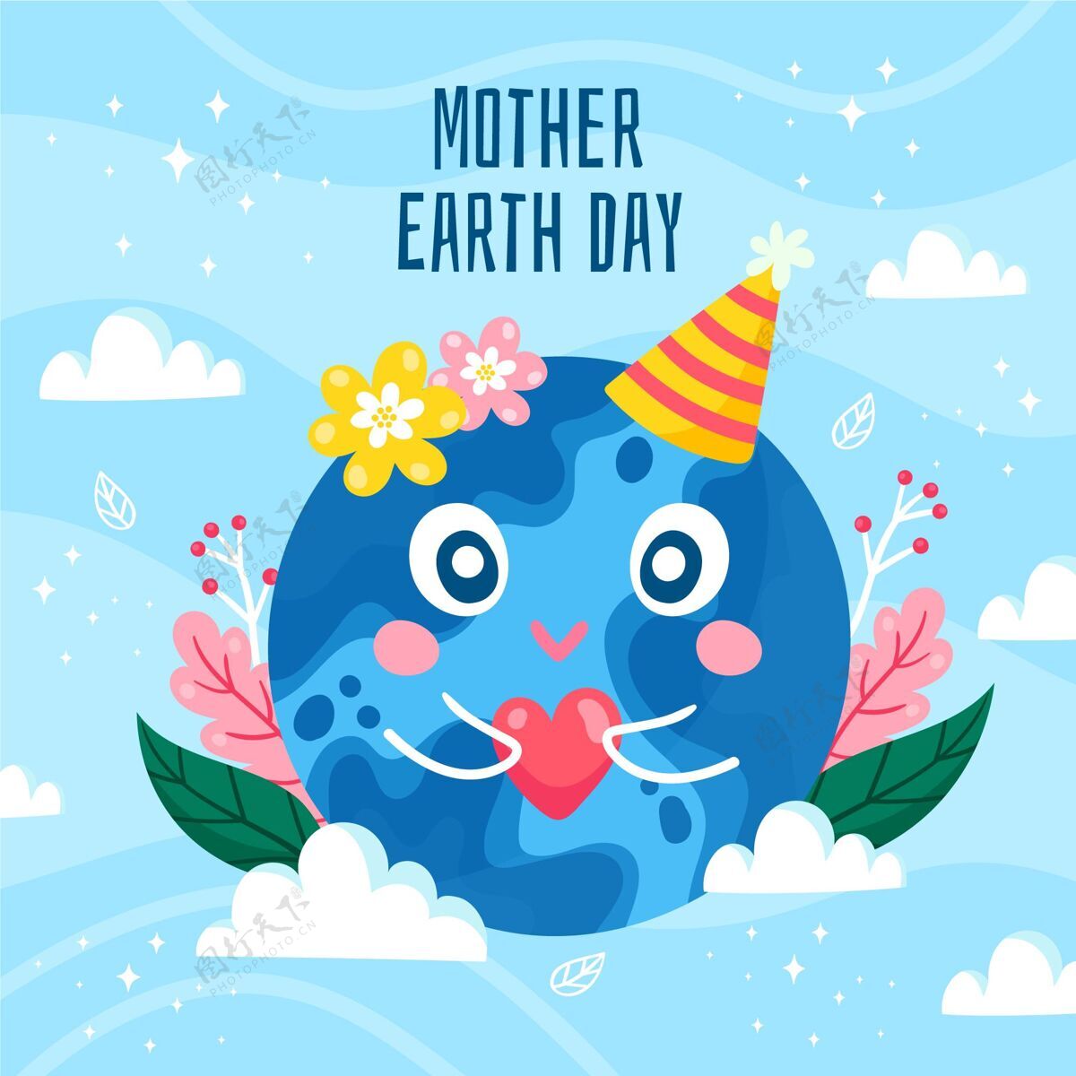 生物圈卡通地球母亲节插画意识事件地球母亲