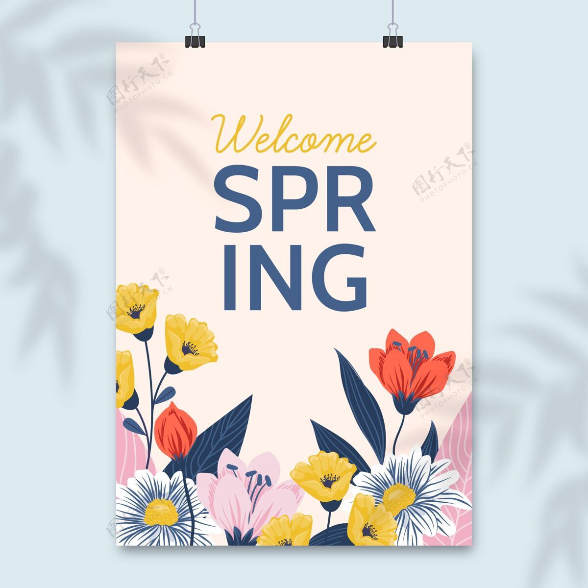 植物花团锦簇的春季海报开花自然季节