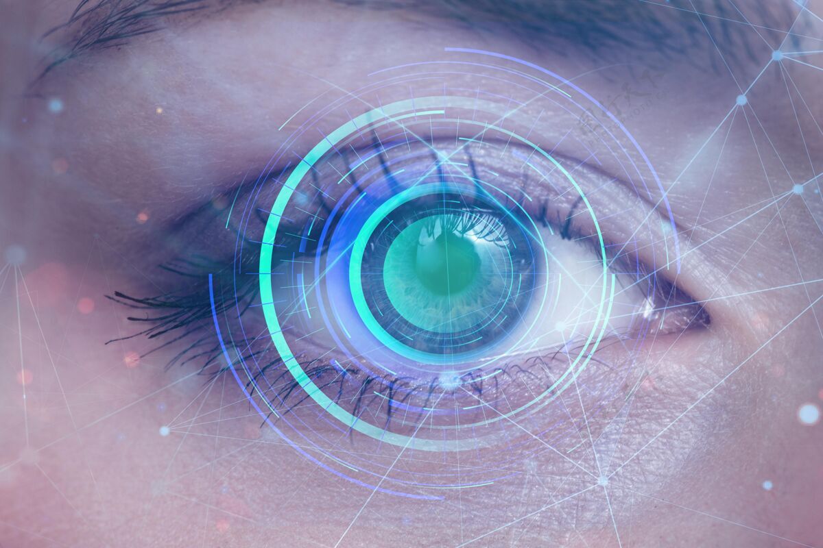 技术近距离眼睛扫描特写扫描女人