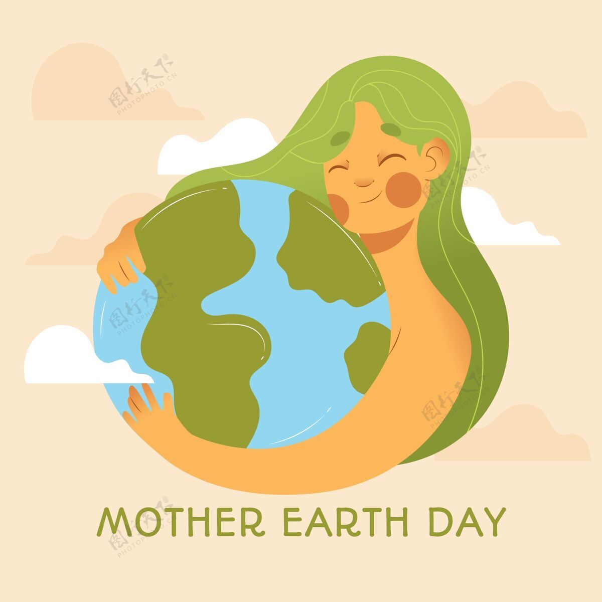 意识手绘地球母亲节插图实习生插图地球日