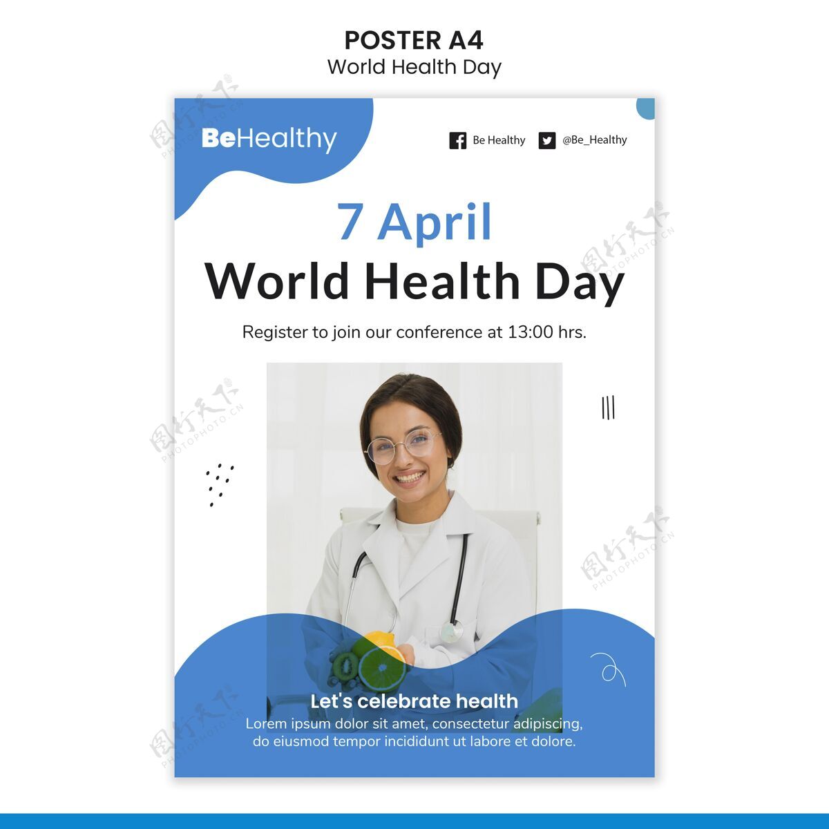 国际世界卫生日海报模板海报健康医疗保健
