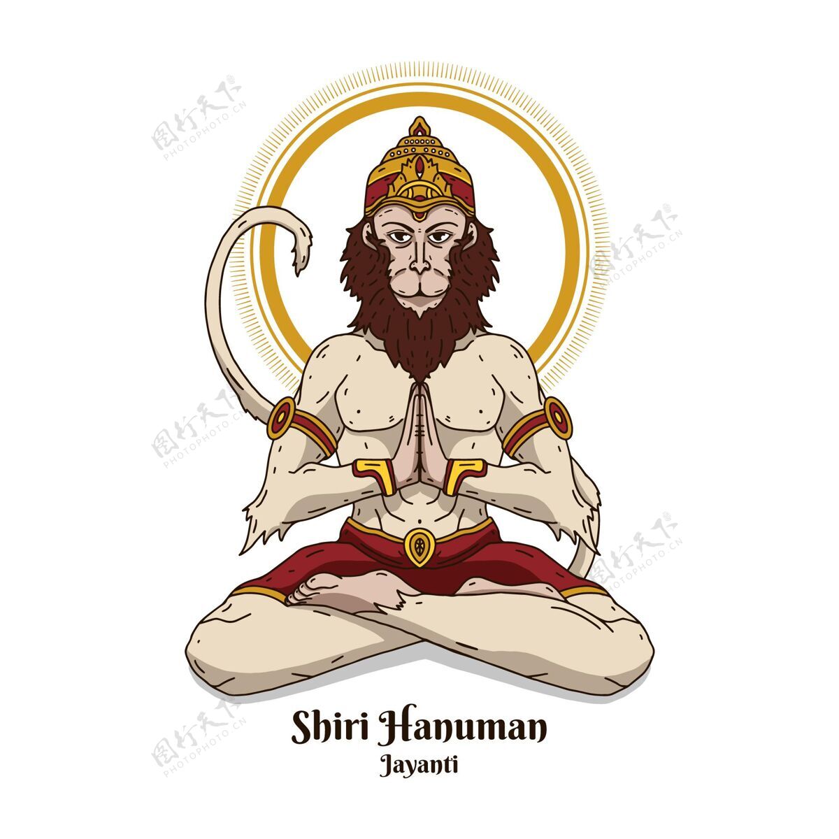 印度教节日手绘hanumanjayanti插图印度教神佛法印度