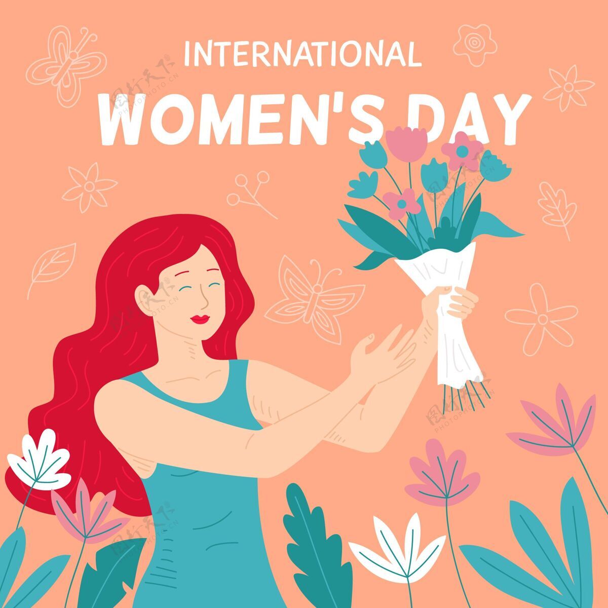 3月8日手绘国际妇女节插画两性平等国际妇女节活动