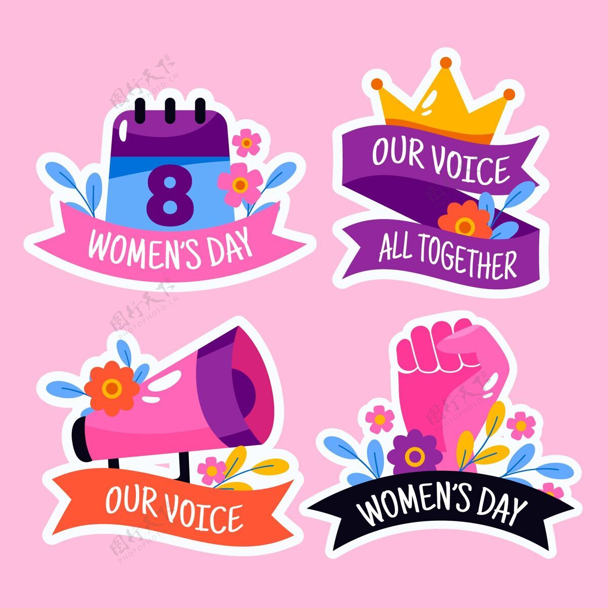 女性平面国际妇女节徽章收集国际妇女节妇女节收藏
