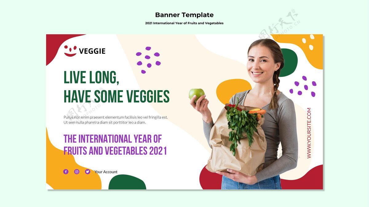 有机国际果蔬年横幅蔬菜素食者世界各地