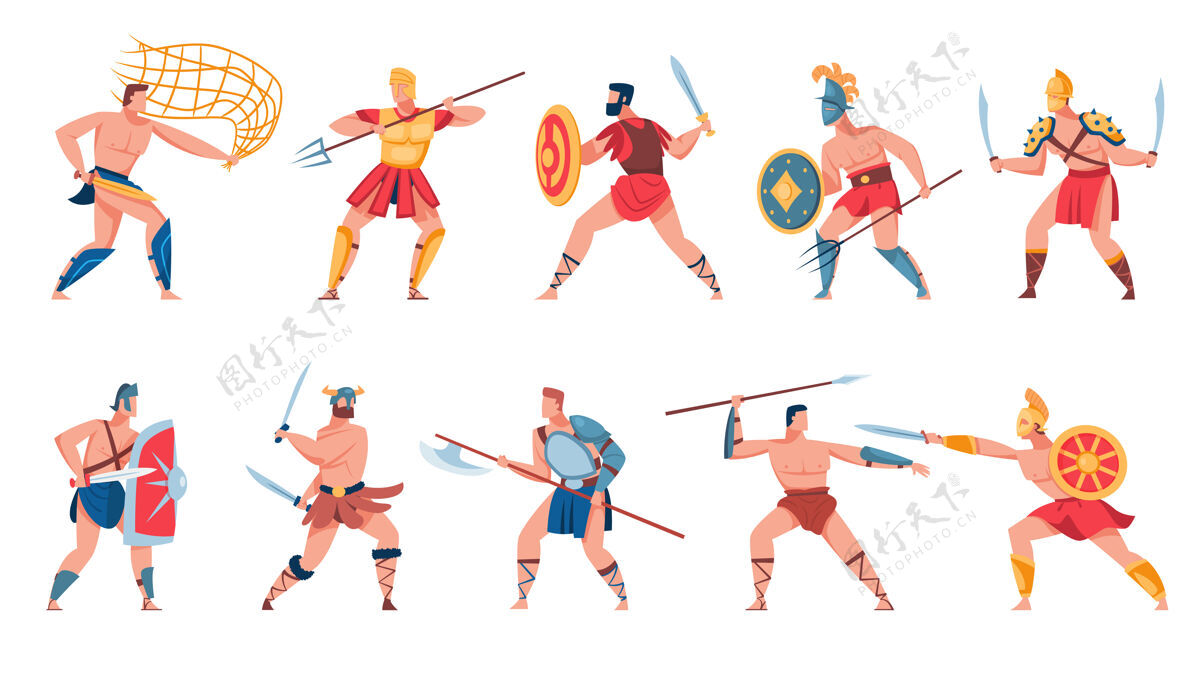 人物古罗马士兵集平面插图军队希腊剑