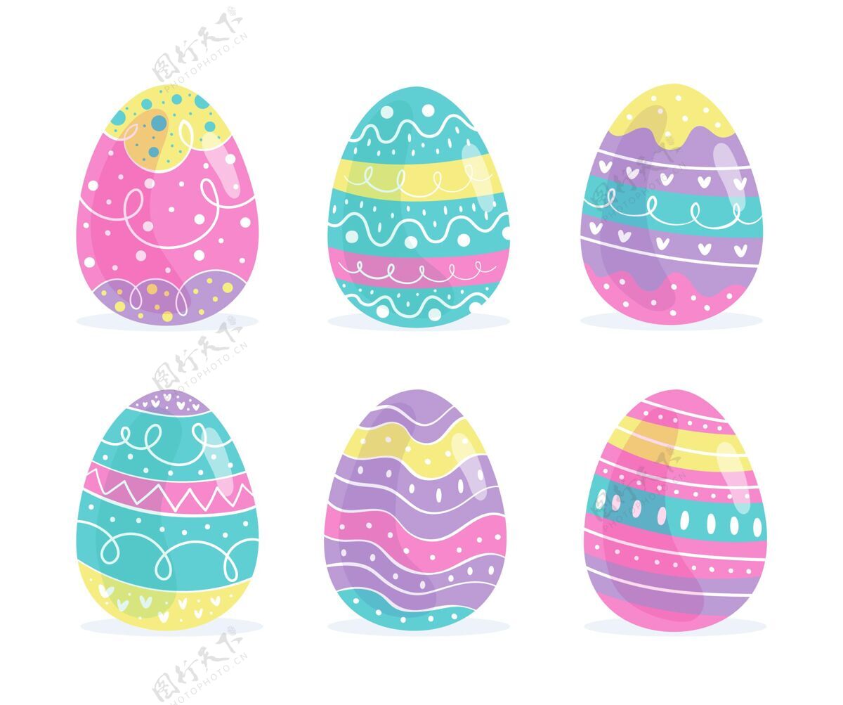 装饰彩色手绘装饰复活节彩蛋收藏插图华丽复活节彩蛋