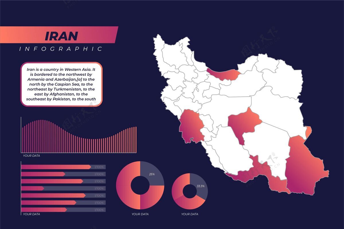 信息梯度伊朗地图信息图图表选项营销