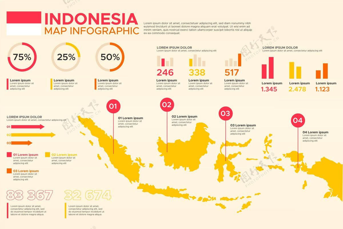 平面设计平面印尼地图信息图信息图国家制图