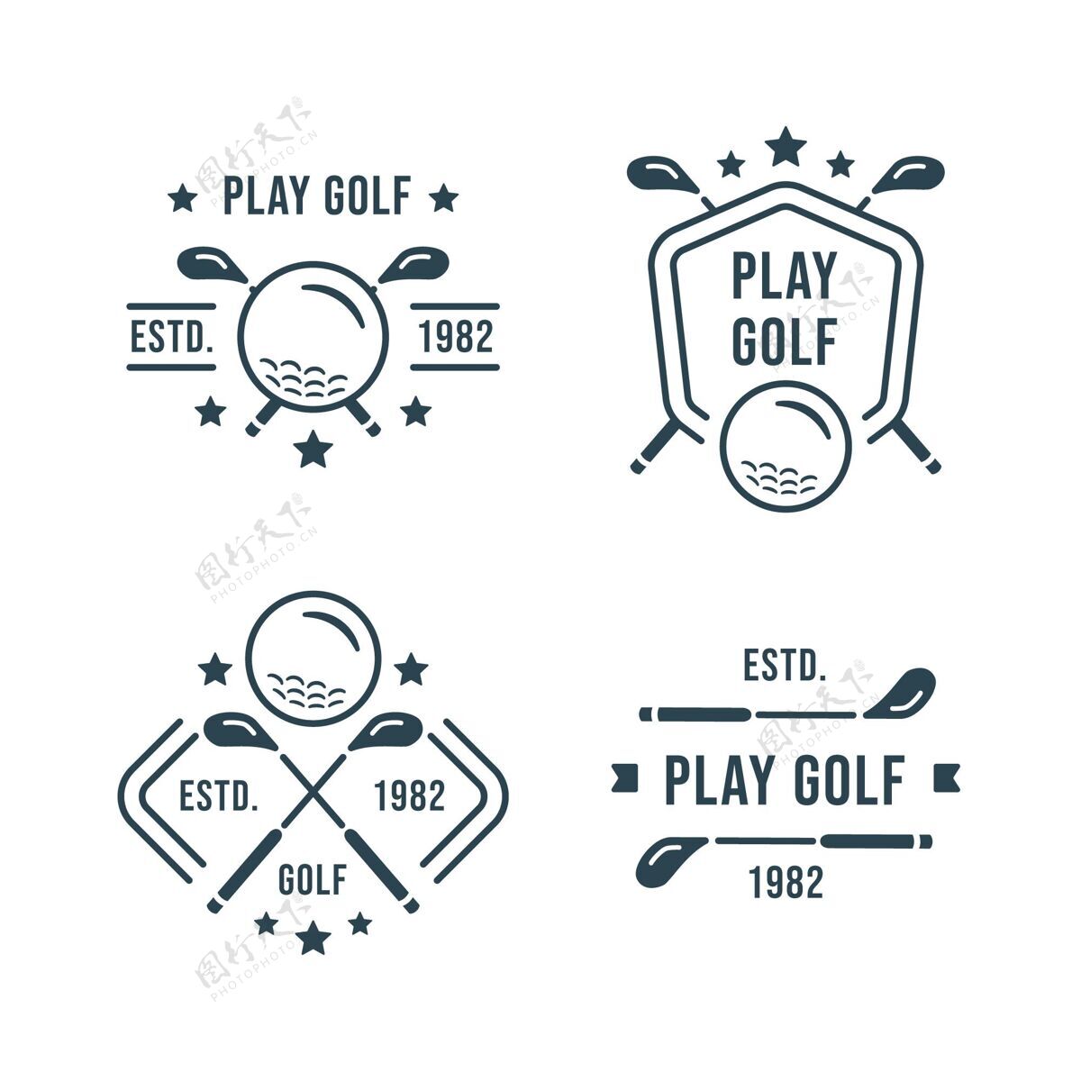 标志模板高尔夫标志系列平面游戏运动