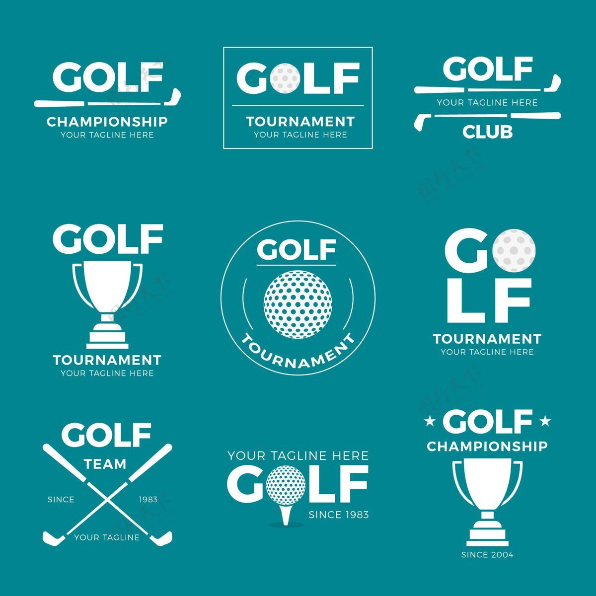 收藏高尔夫标志系列游戏平面标志模板