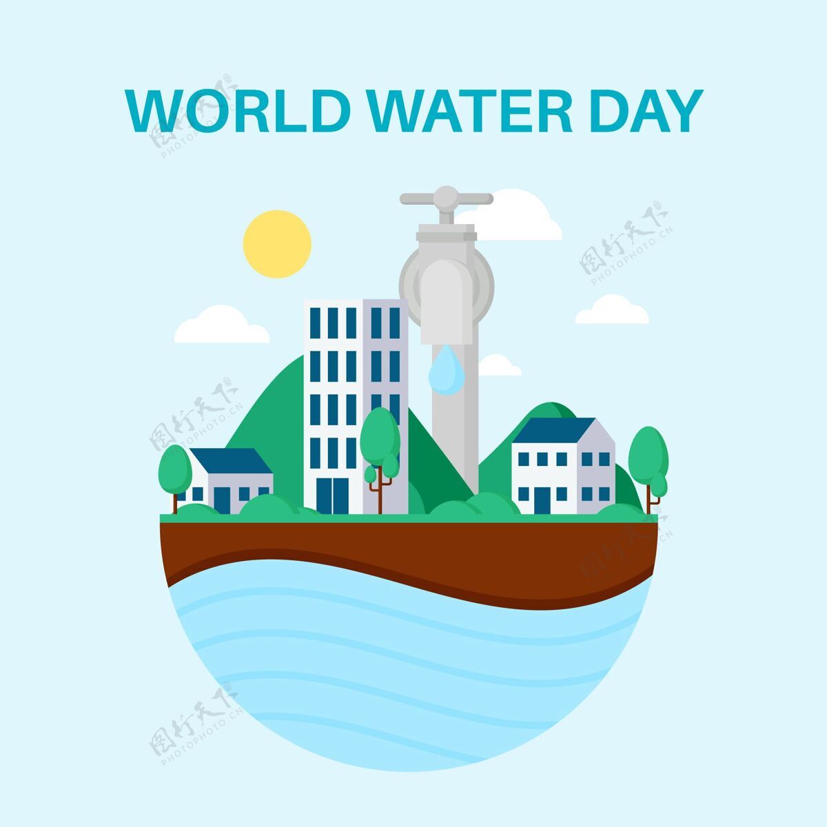 环境世界水日水滴水日平面设计