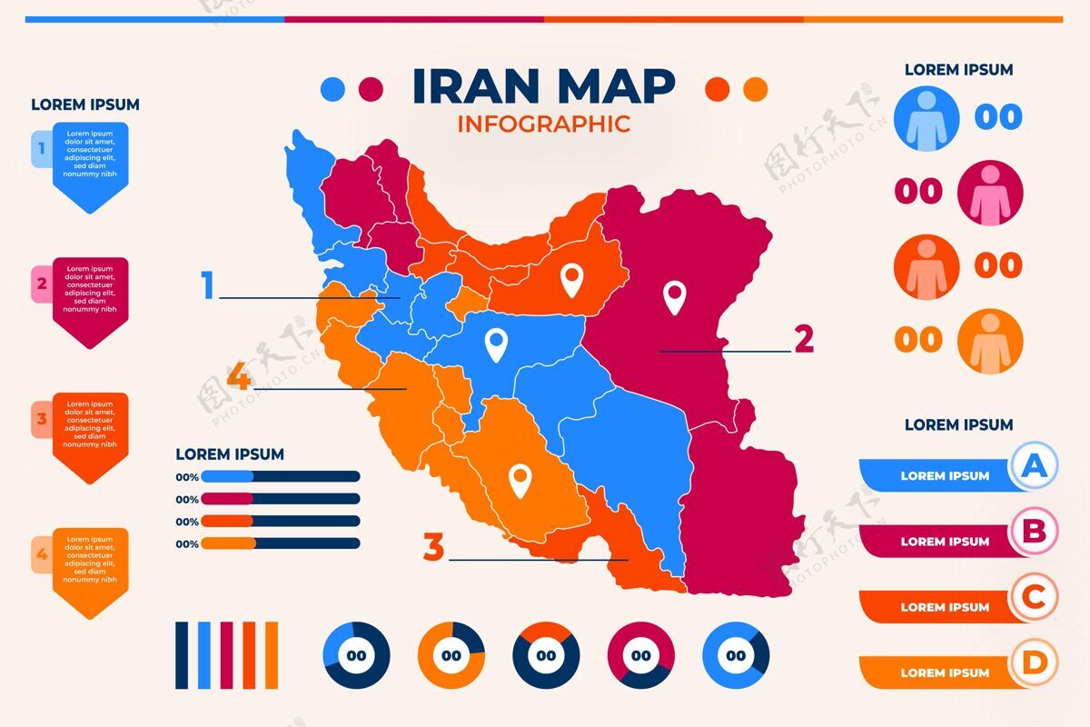 平面设计伊朗地图信息图地图伊朗国家