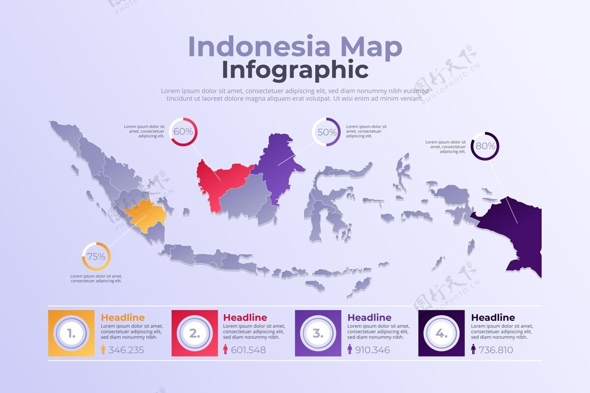 地理渐变印尼地图图形图形模板梯度