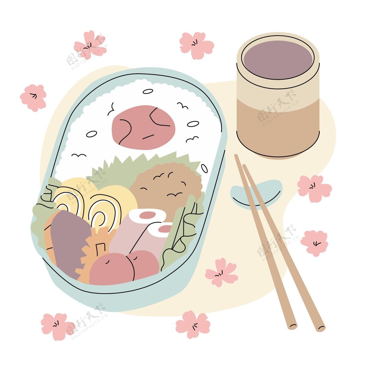 活动手绘的日本饭盒美食容器日本