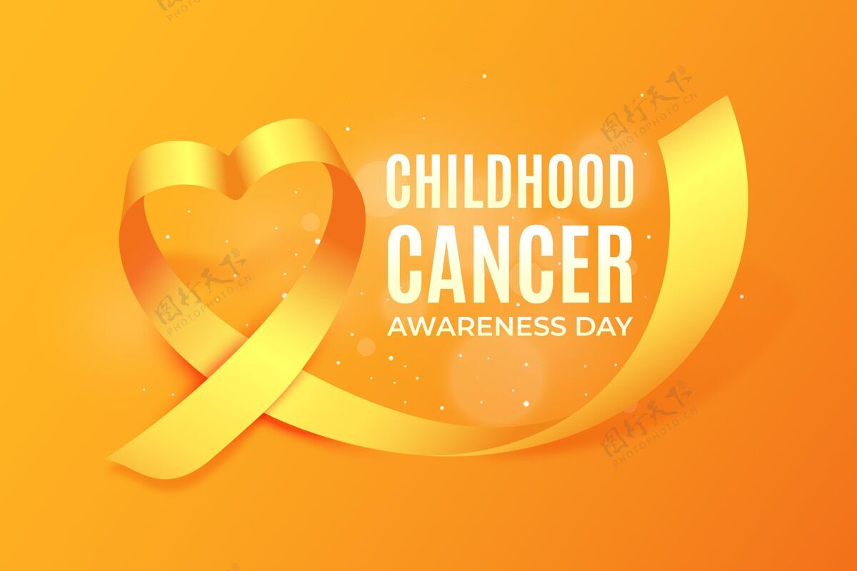 儿童现实的儿童癌症日插图插图全球丝带