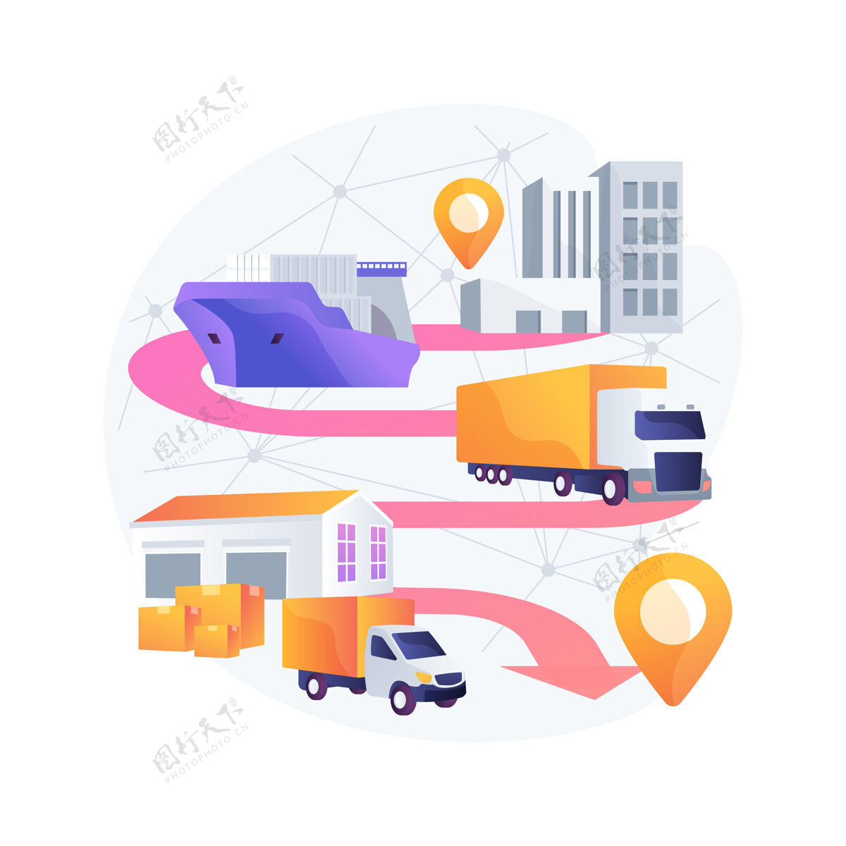 秩序运输技术中的区块链抽象概念说明商业自动化货运