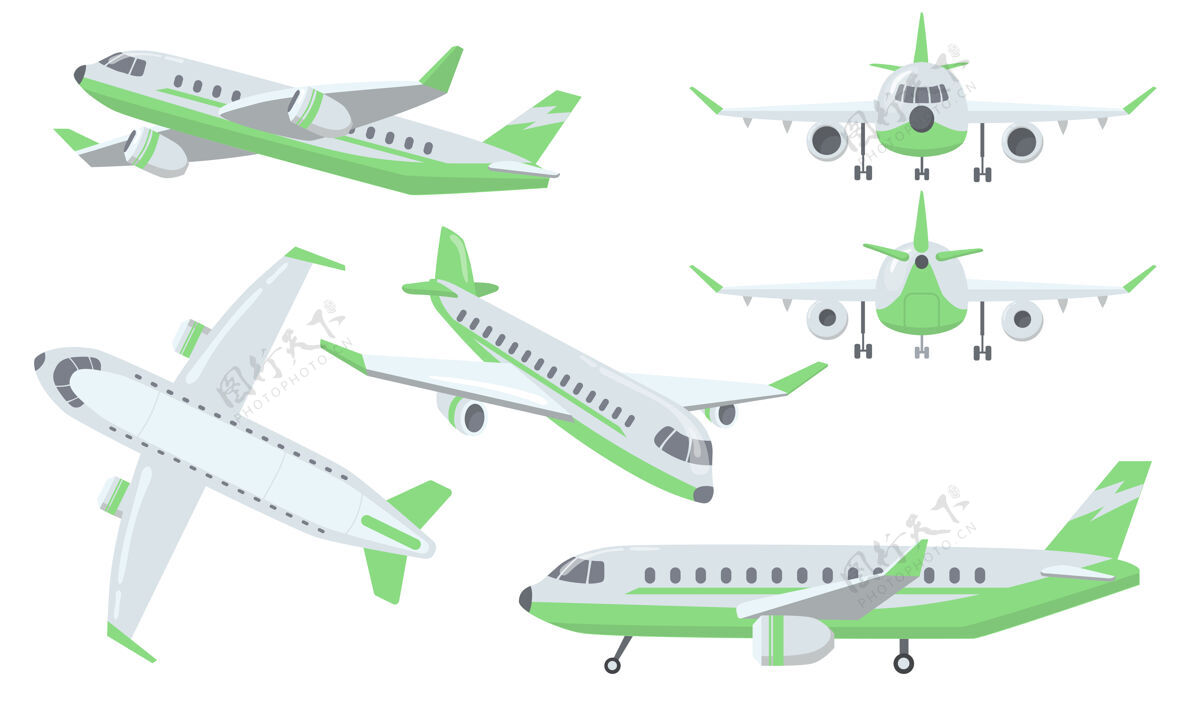 度假飞机组的不同视图旅程航空涡轮