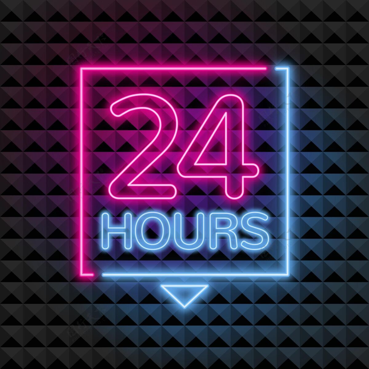 24小时营业霓虹灯“24小时开放”标志经济辉光灯光