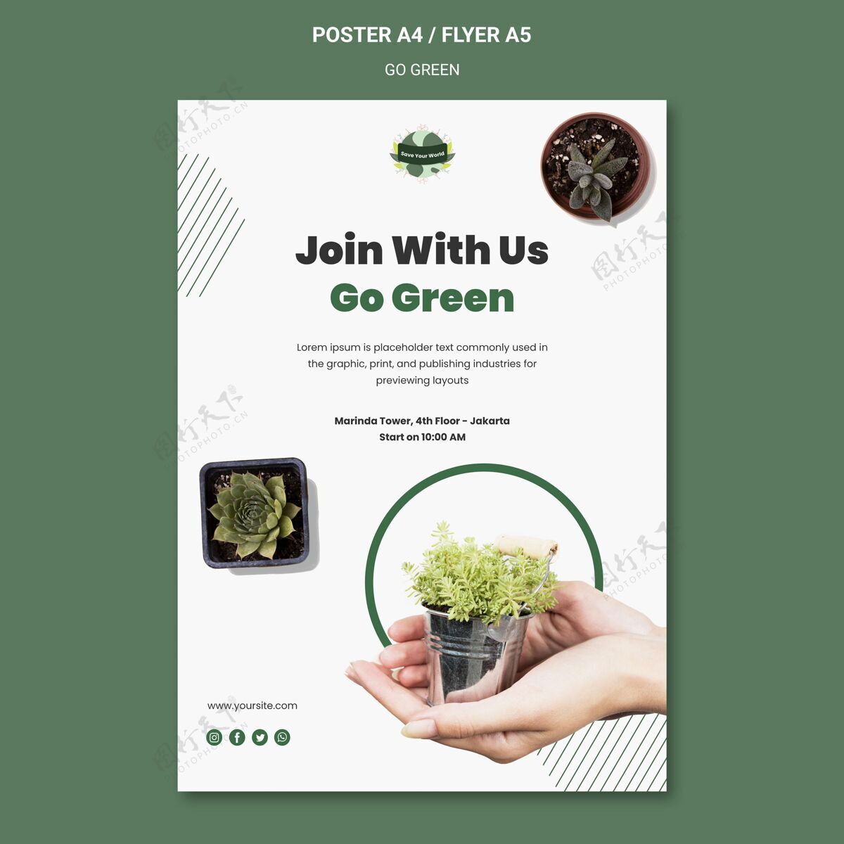 地球绿色环保海报模板环保传单环保