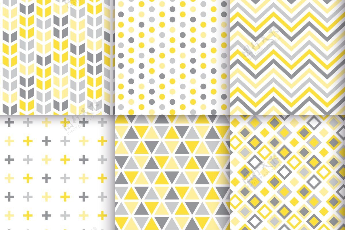 终极灰色黄色和灰色几何图案集几何黄色和灰色照明