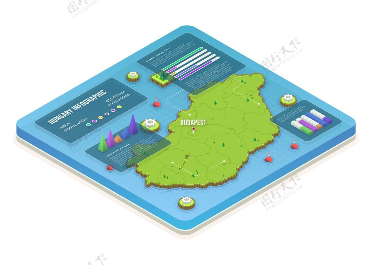 模板等轴测匈牙利地图信息图信息图选项图表