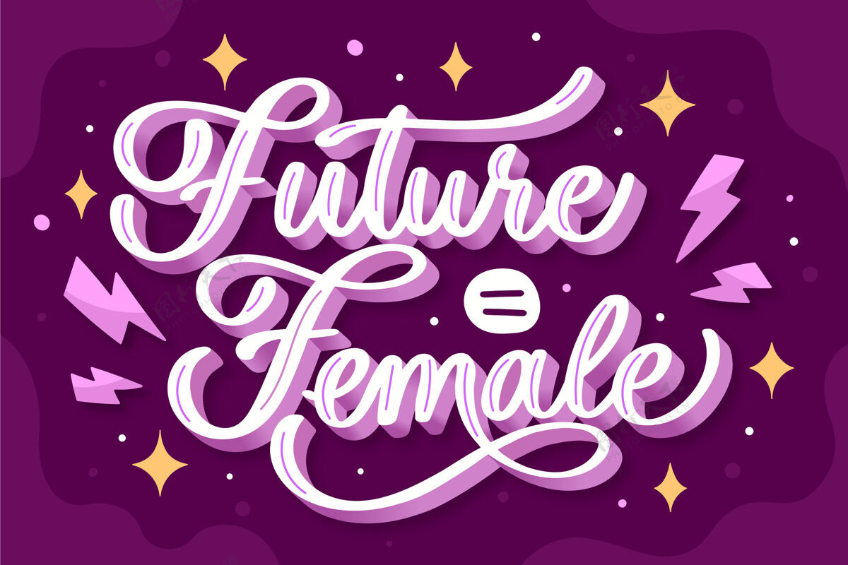 国际手绘女权主义字母未来是女性引用女权主义者事件女人