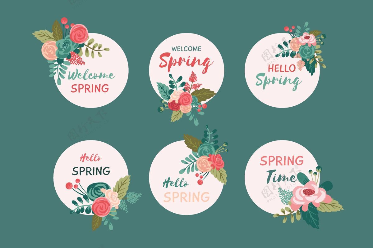 标签可爱的春季徽章系列开花植物花卉
