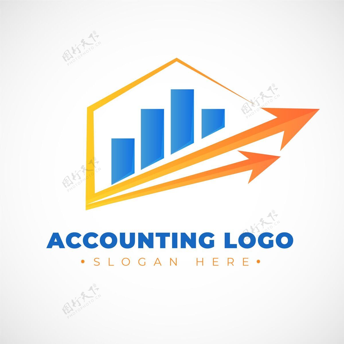Logo模板梯度会计标志与图表Logotype标语标签线