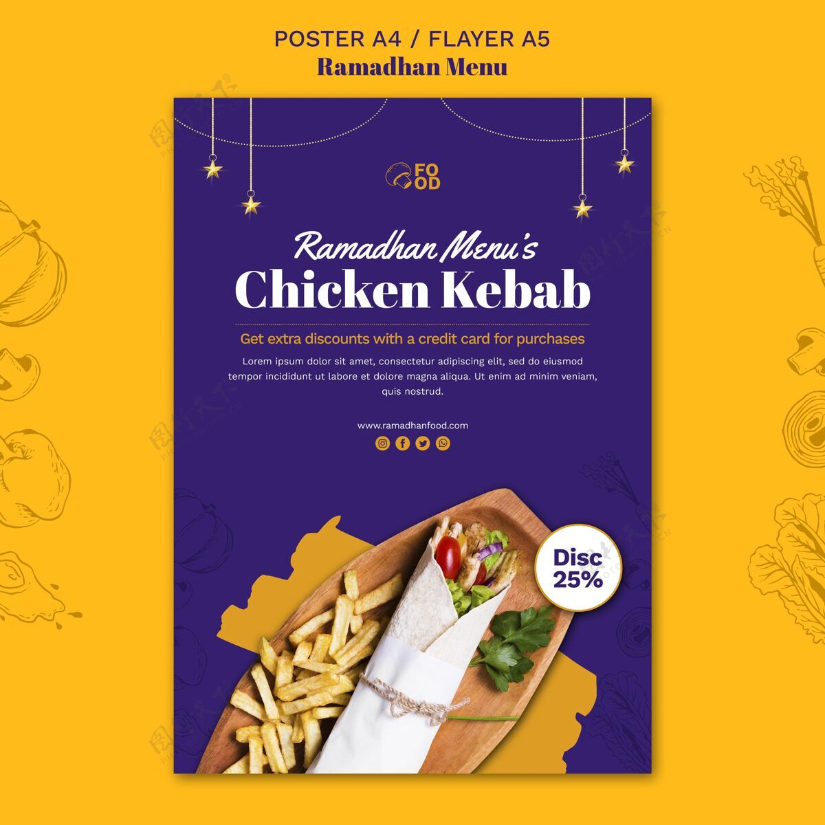 食物Ramadahn菜单海报设计模板设计菜单