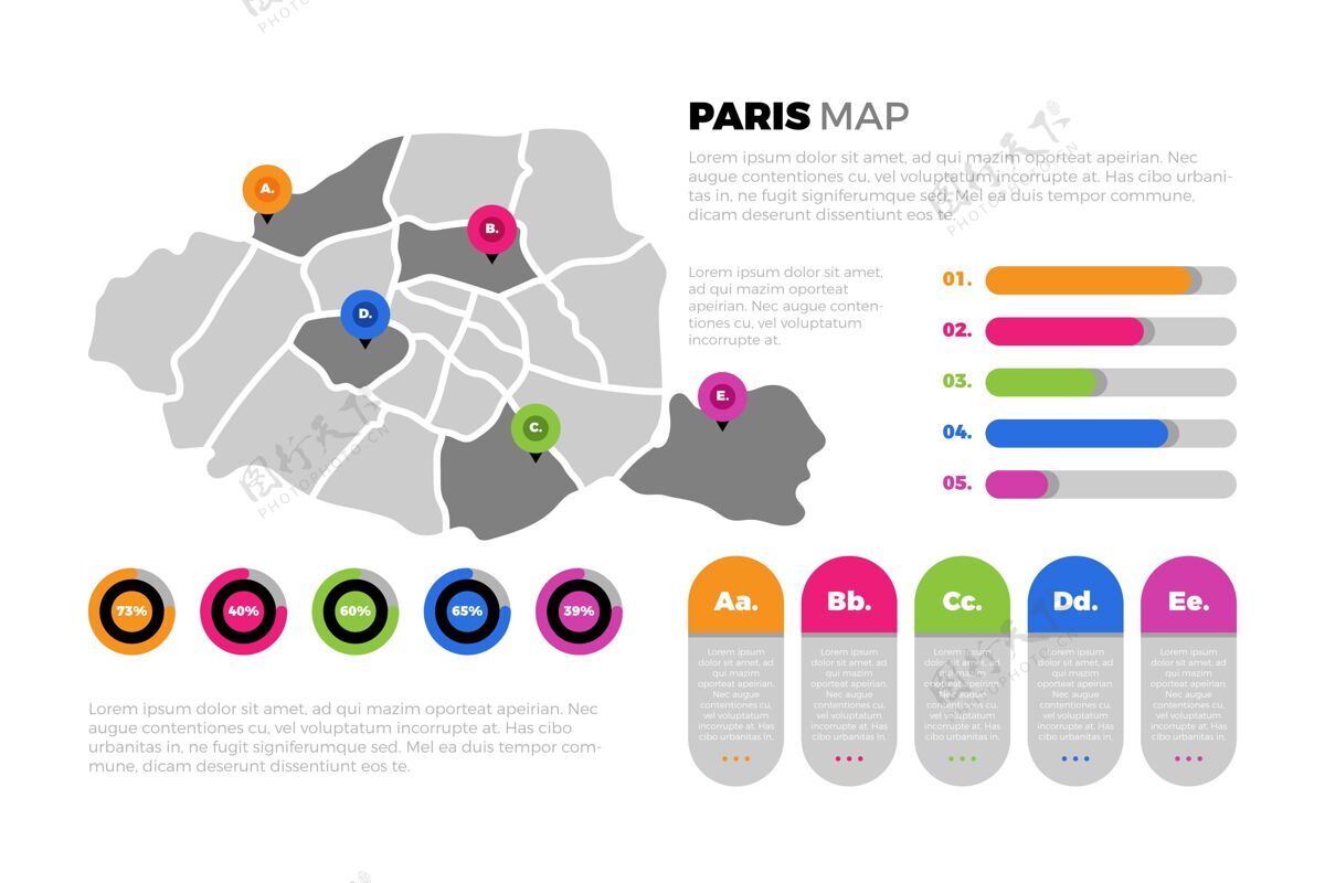 地图平面巴黎地图信息图形模板统计领土地理