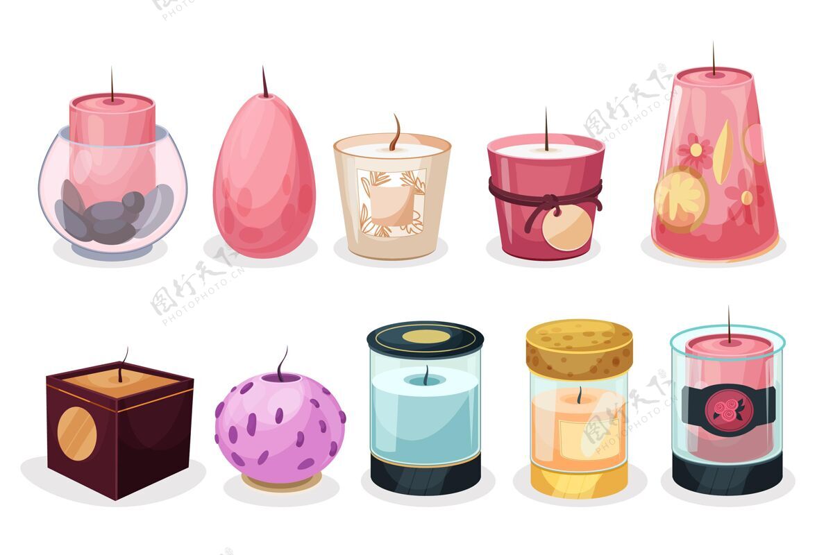 蜡烛平面设计香味蜡烛系列芳香疗法香味设置