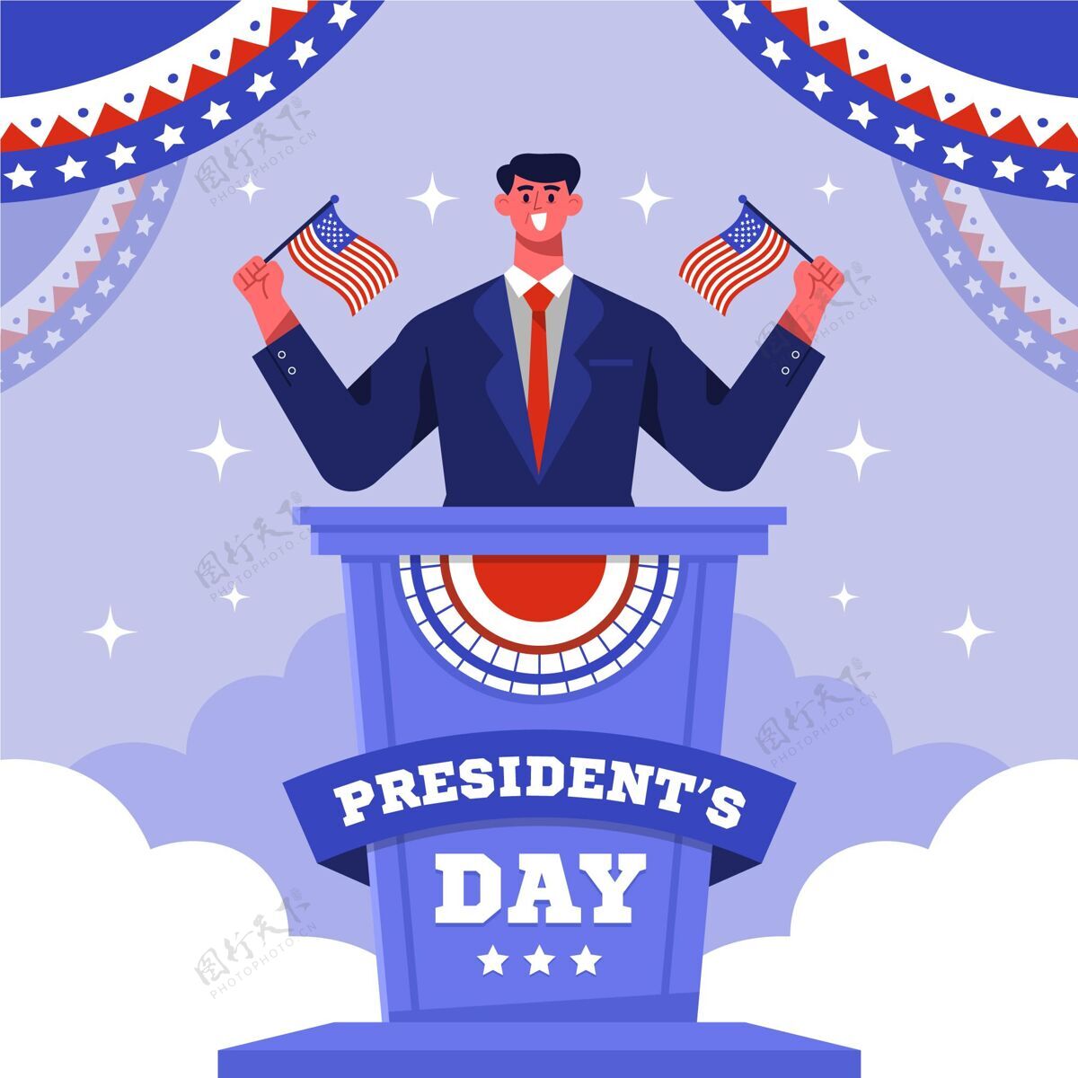 选举平面设计总统日总统二月美国