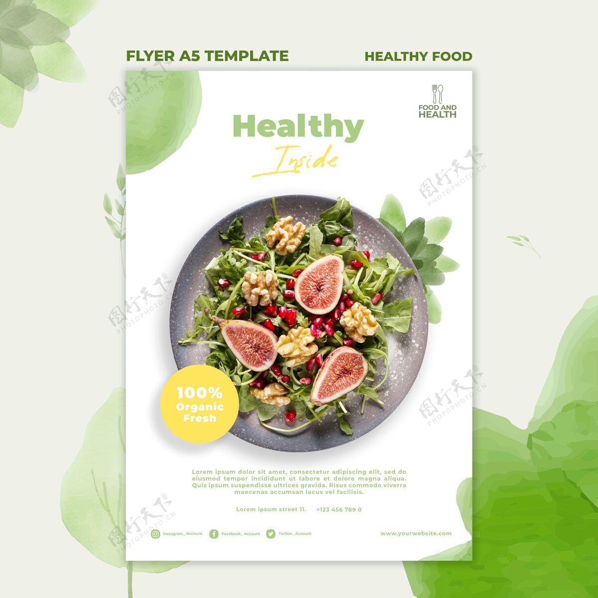 美味健康食品概念传单模板健康美食蔬菜