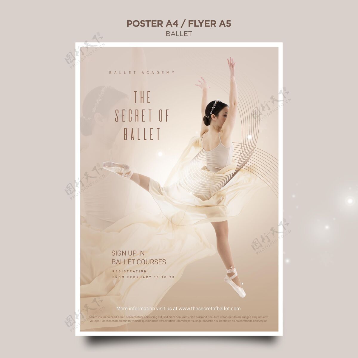 传单芭蕾舞概念海报模板网页模板灵活性优雅