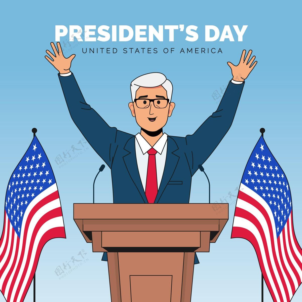 政府手绘总统节宣传片节日选举美国