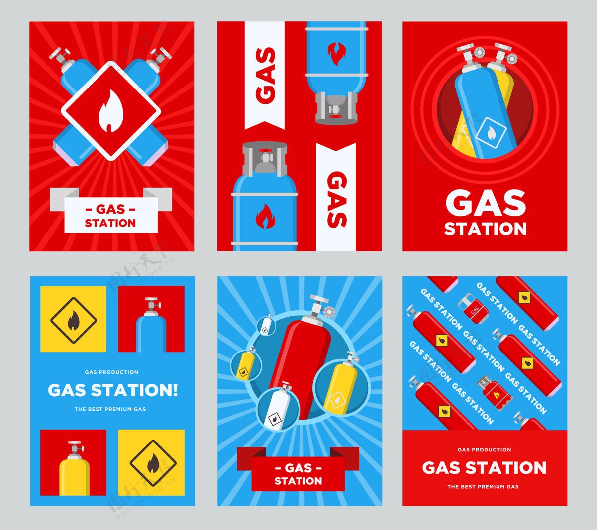 燃料加油站传单集气瓶和气球与易燃标志矢量插图与广告文本模板加油站海报或横幅文字模板插图