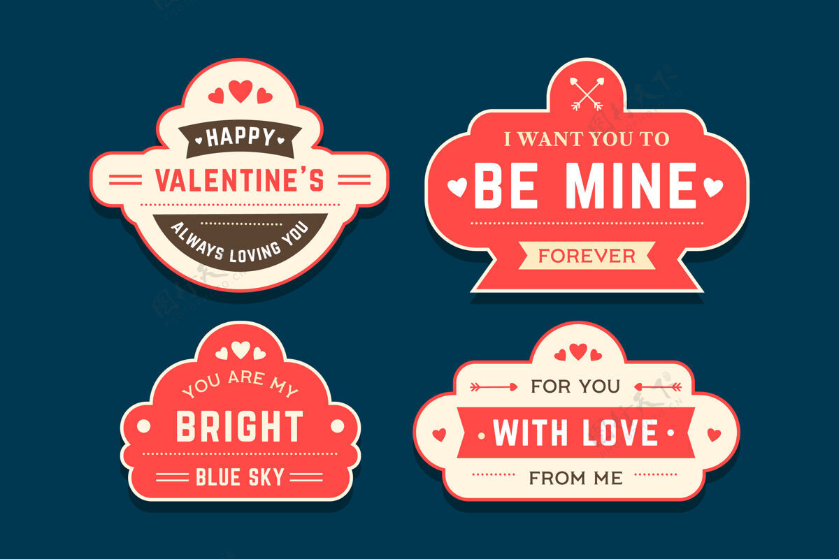 单位设计平面设计情人节标签集标签庆祝情人节