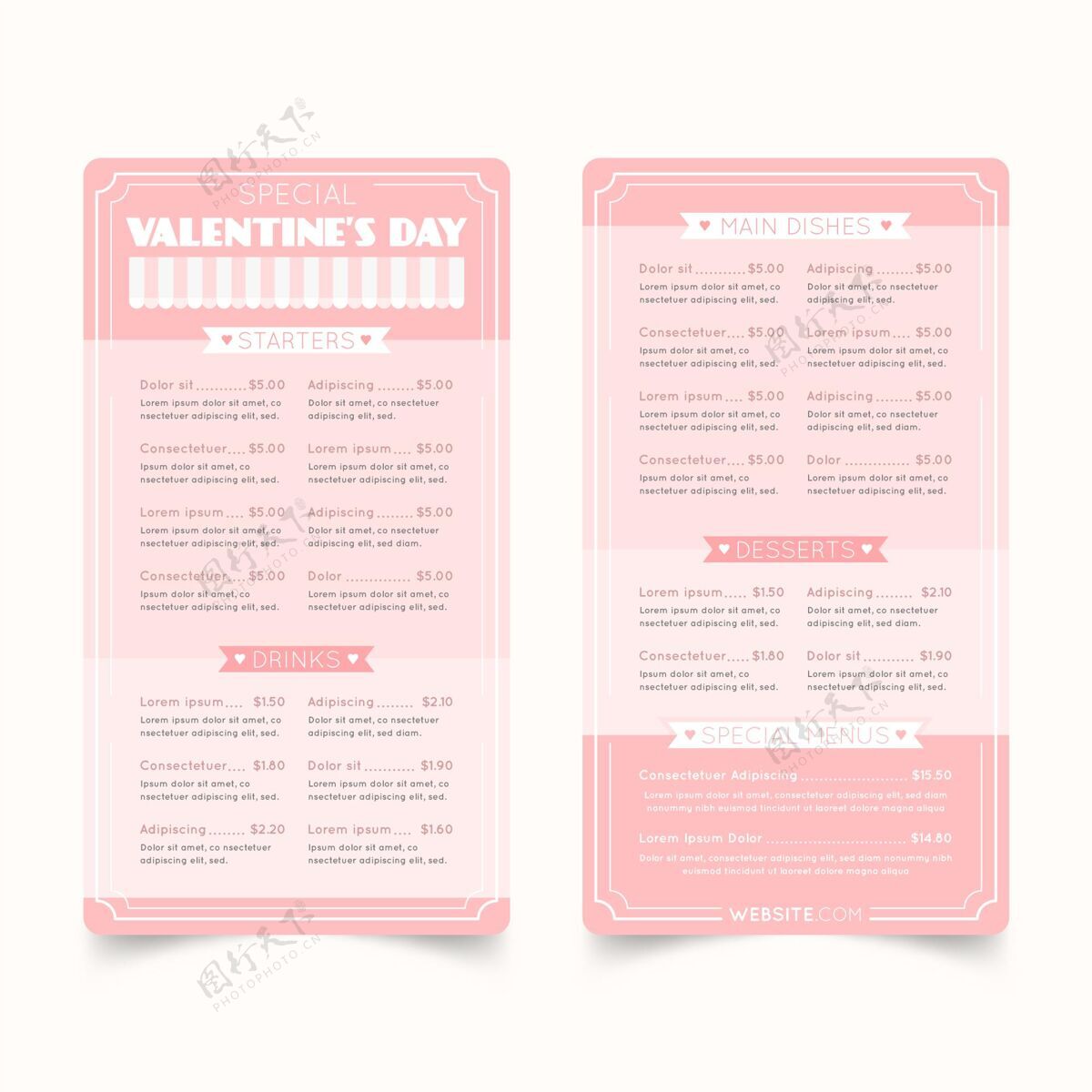 单位平面设计情人节菜单模板爱情人节庆祝