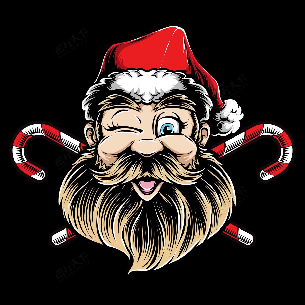 圣诞老人眨眼圣诞老人头标志人物十二月服装