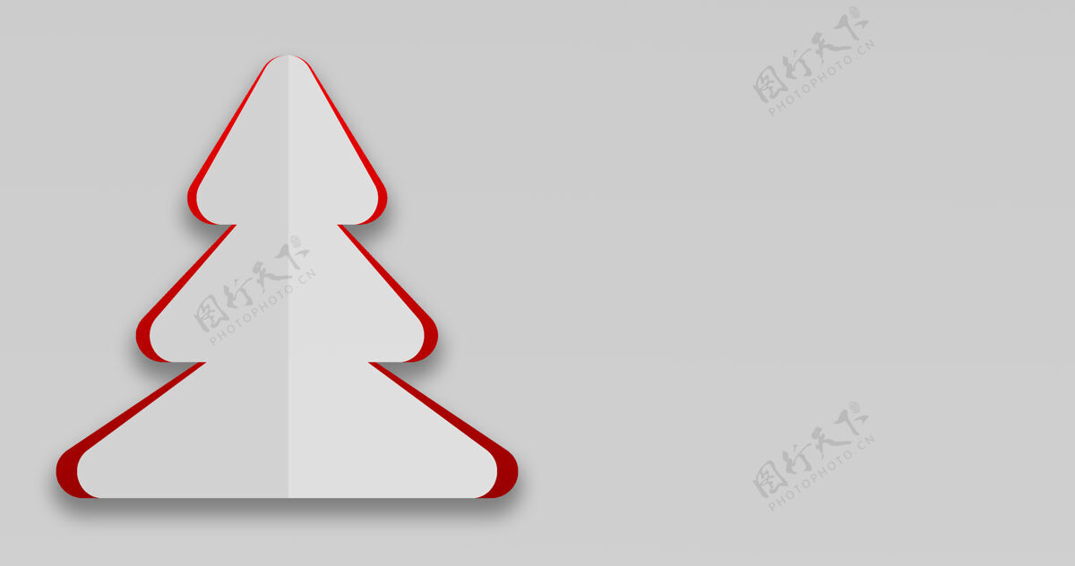 圣诞节一个简单的圣诞树形状的圣诞卡三维渲染顶部渲染抽象